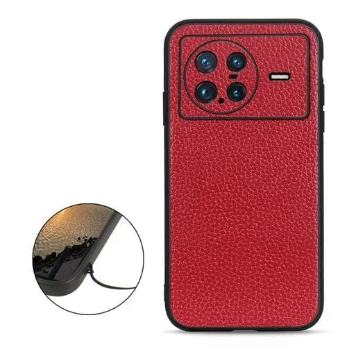 Para Vivo X Nota con El Agujero Preciso Litchi Textura Caja de Teléfono de Cuero Genuino (Rojo)