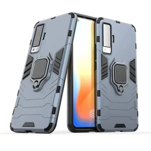 Para Vivo X50 PC + TPU Funda Protectora Anticaída con Soporte para Anillo (Azul Marino)