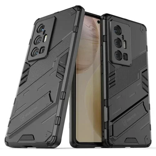 Para Vivo X70 Pro + Punk Armor 2 En 1 PC + Funda a Prueba de Golpes TPU con Titular Invisible (Negro)