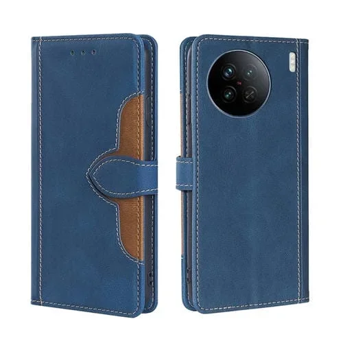 Para Vivo X90 Skin Feel Funda de Cuero con Hebilla Magnética para Teléfono (Azul)