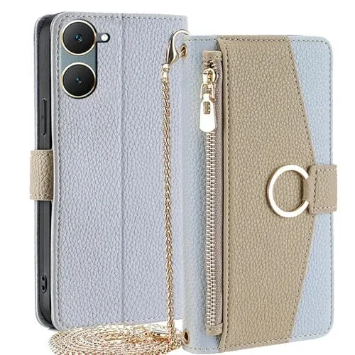 Para Vivo Y03 4G Crossbody Litchi Texture Funda de Cuero para Teléfono (Azul)