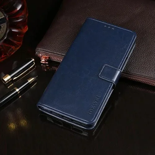 Para ZTE Axon 11 5G idewei Crazy Horse Texture Funda de cuero con tapa horizontal con soporte, ranuras para tarjetas y billetera (azul oscuro)