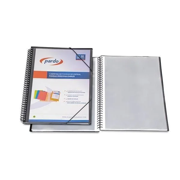 Pardo carpeta 30 fundas espiral studio style pp folio negro