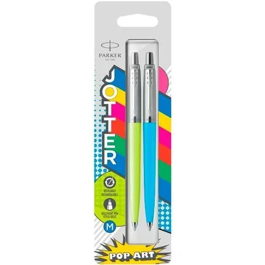 Parker bolígrafo retráctil jotter original pop art duo azul & verde blister -2u-