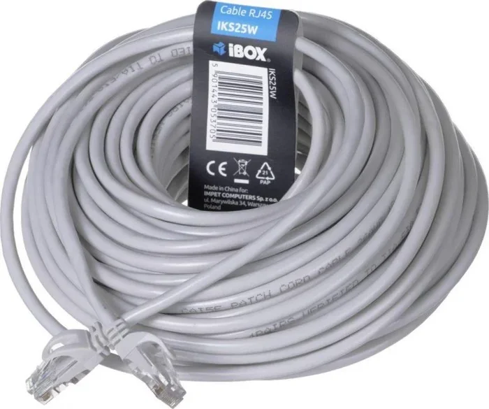 Patchcord i-box rj45-rj45 cat.5e 25m iks25w white