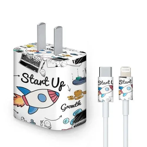 Pegatinas PVC para Cargador de Enchufe 18W 20W EE.UU y Cable Tipo-C a 8 Pin (4 unidades)