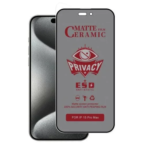 Película Cerámica de Privacidad para iPhone 15 Pro Max Cobertura Total (Esmerilada)