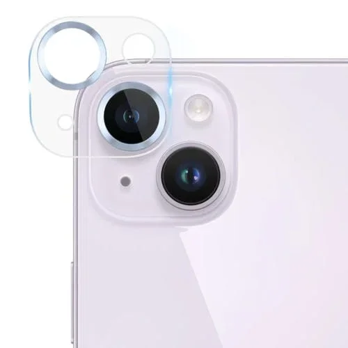 Película de Cámara Trasera para iPhone 14/14 Plus Vidrio Templado Textura Cd (Azul)