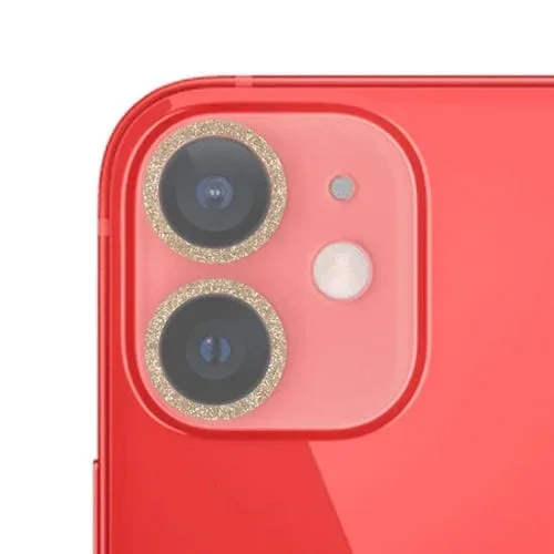 Película de Lente de Cámara de Vidrio Templado para iPhone 12 Glitter Ring (Oro)