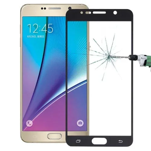 Película de Pantalla Completa Vidrio Templado para Galaxy Note 5 N920 0.26mm 9H Dureza a Prueba de Explosiones (Negro)