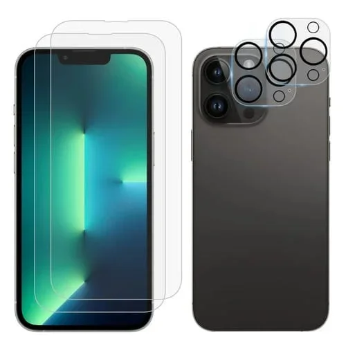 Película de Pantalla Vidrio Templado + Protector de Lente para iPhone 13 Pro Max 0.26mm 9H 2.5D (2PCs)