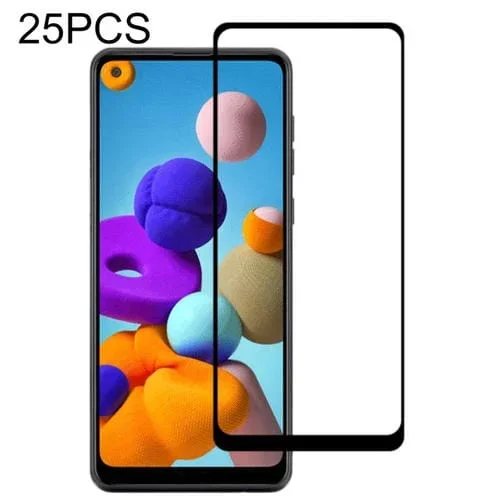 Película de Vidrio Templado 2.5D para Galaxy A21 con Pegamento Completo 25 PCs
