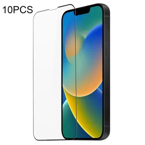 Película de Vidrio Templado Dux Ducis para iPhone 16E / 14 / 13 / 13 Pro 0,33mm 9H Alúmina Media (Negro) 10 Piezas
