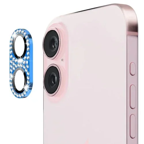 Película de Vidrio Templado Enkay Hat-Prince Blink Diamond para Lente de Cámara iPhone 16/16 Plus (Azul Marino)