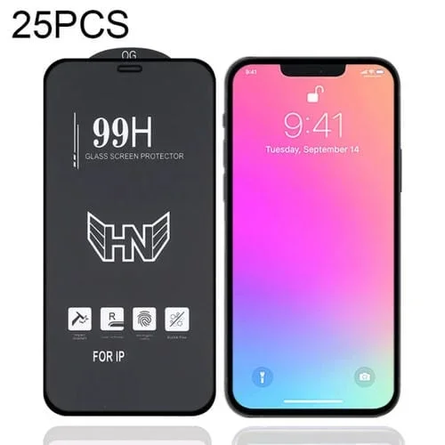 Película de Vidrio Templado para iPhone 13/13 Pro Pantalla Completa Arco Grande Aluminio Alto (25 Piezas)