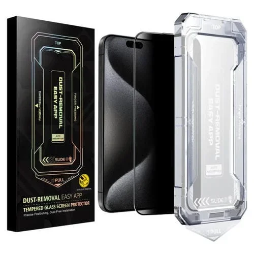 Película Vidrio Templado Privacidad iPhone 15 Pro Fácil Instalación