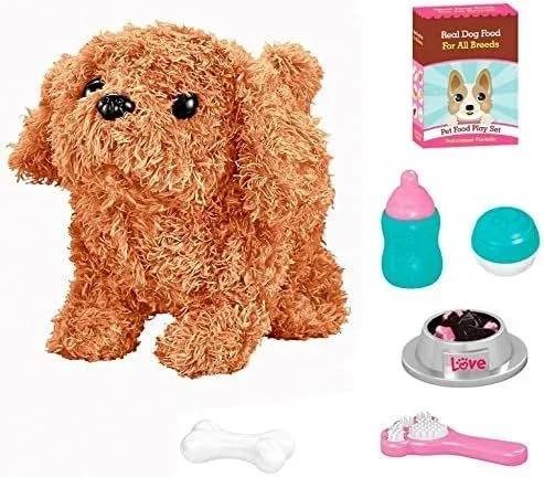 Peluche perro andador con accesorios caja 27x13x26 cm