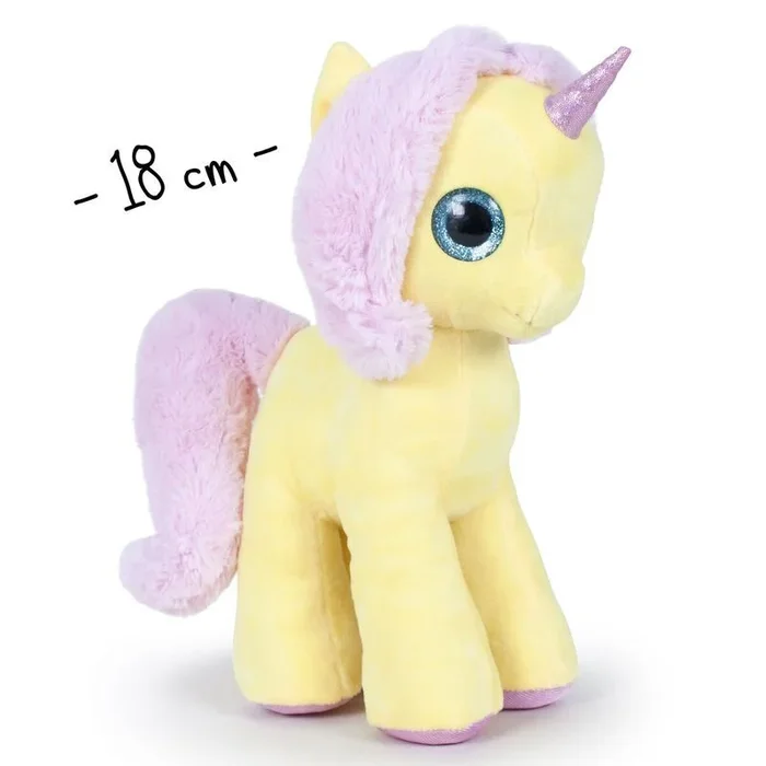 Peluche unicornio color amarillo 17 cm