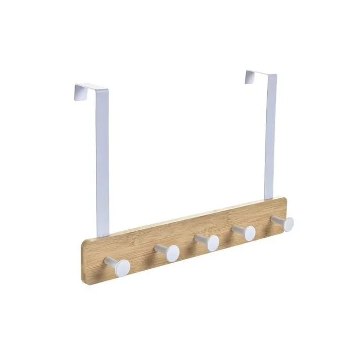 Perchero para puertas home esprit blanco metal bambú 38,5 x 4,8 x 25,5 cm