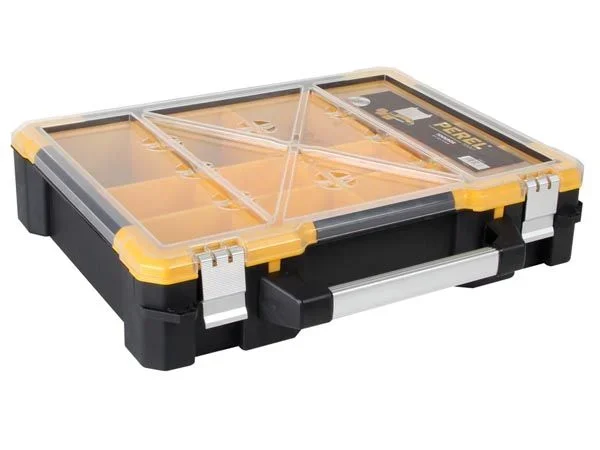 Perel OSC19 pieza pequeña y caja de herramientas Aluminio Negro, Amarillo