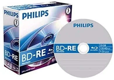 Philips BD-RE BE2S2J01F – Disco de Alta Densidad (Caja de Joyas, 135 min, 25 GB)