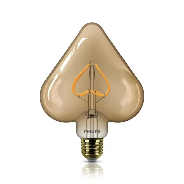 Philips bombilla LED con forma de corazón de filamento efecto vintage, casquillo gordo E27, luz blanca cálida regulable, efecto llama