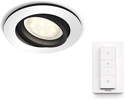 Philips Hue – Lámpara inteligente, Hue Milliskin, Foco Empotrable LED Inteligente, Luz Blanca Cálida a Fría, Compatible con Alexa y Google Home, Color Blanco
