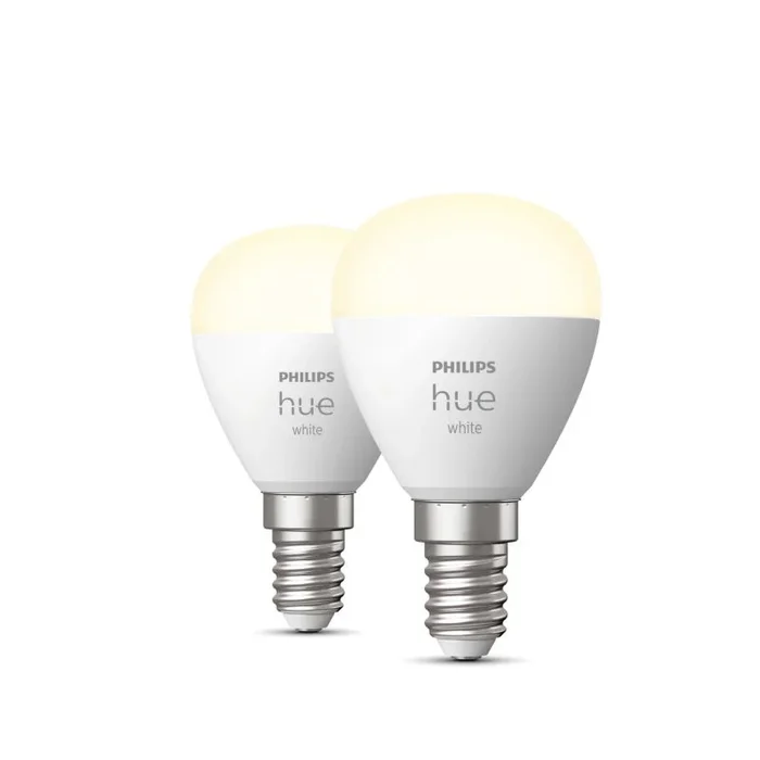 Philips Hue White Bombilla esférica P45 E14 pack de 2