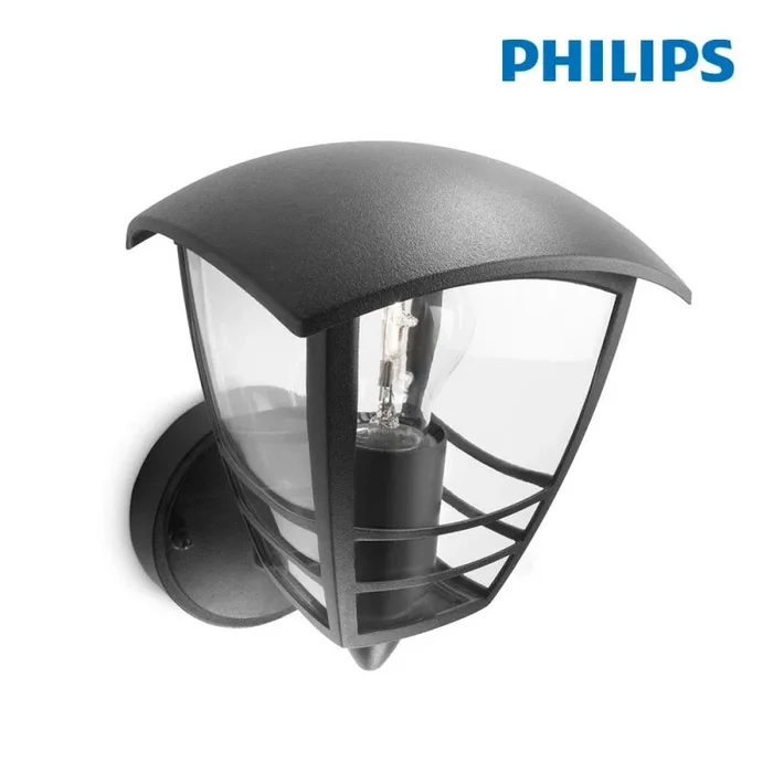 Philips My Garden Creek – Lámpara de pared, tipo aplique, 1 x 60 W, 220 V, color negro