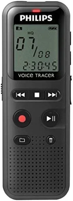 Philips VoiceTracer Grabadora de Audio DVT1160 – Mono ADPCM/PCM, 8GB, Conexión a PC mediante usb2.0, Negro