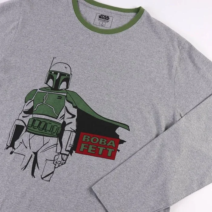 Pijama de Invierno para Hombre de Boba Fett – Color Gris y Verde – Talla S – Pijama Largo Elaborado en Algodón 100% de 160 gsm – Producto Original Diseñado en España