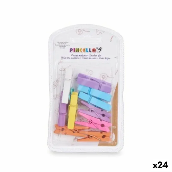 Pinzas mediano multicolor madera (24 unidades)