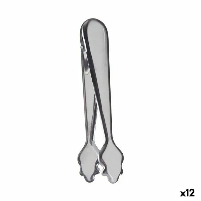 Pinzas para hielo 18,5 x 3,5 x 6 cm plateado acero inoxidable (12 unidades)