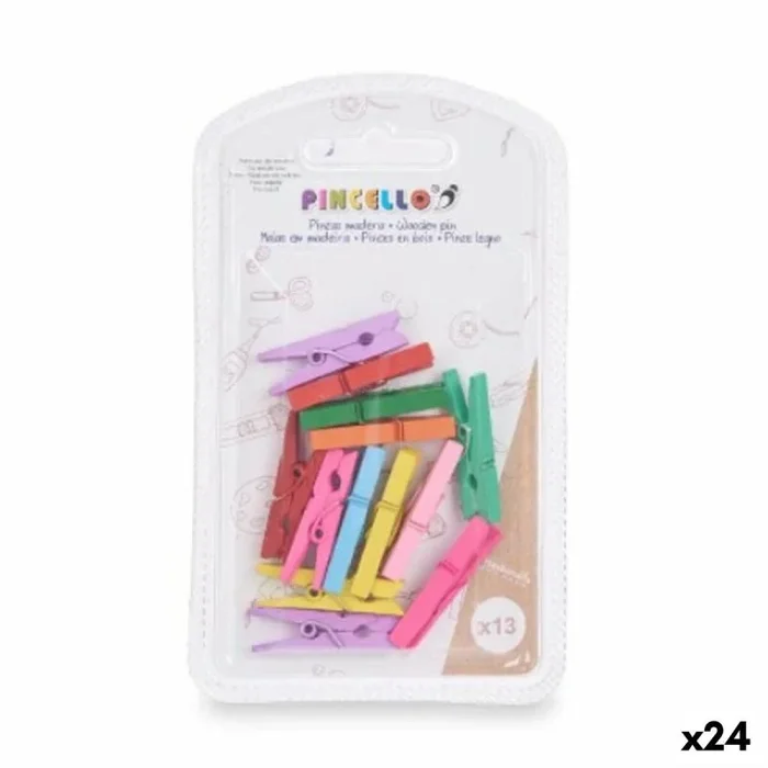 Pinzas pequeño multicolor madera (24 unidades)