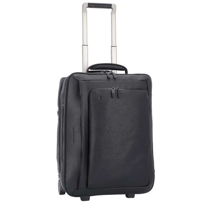 Piquadro Bagmotic, Trolley de Mano de Cuero, Cabin Trolley Negro, Con Compartimentos para Doble Ordenador y iPad Air/Air 2, BV2960B3BM/N