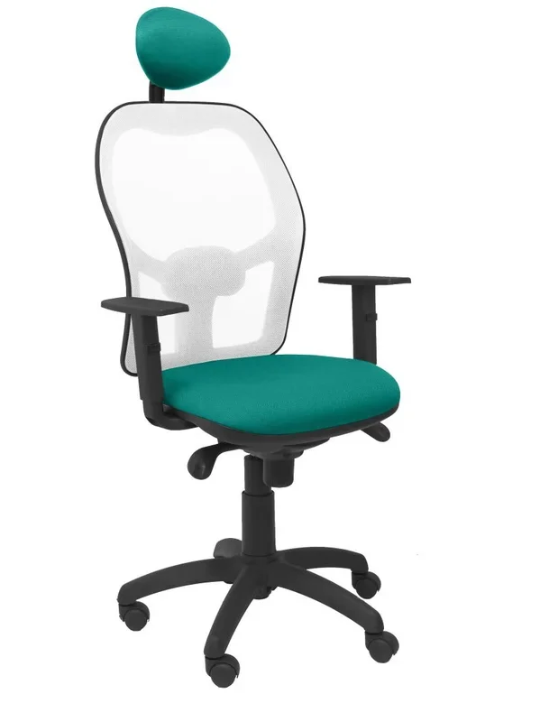 Piqueras Y Crespo (PIQU7) Silla Jorquera Malla Blanca Asiento Bali Turquesa con cabecero Fijo