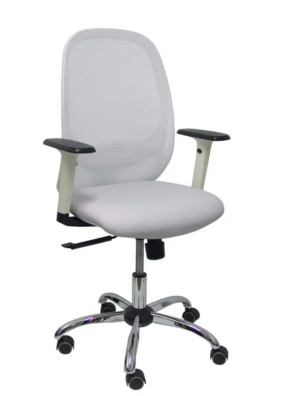 Piqueras y crespo silla cilanco blanca malla blanca asto similpiel gris brazo reg. base crom rp