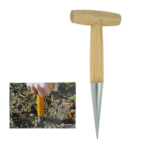 Plantador de jardineria con mango de madera y punta de acero galvanizado 11×28,5cm progarden
