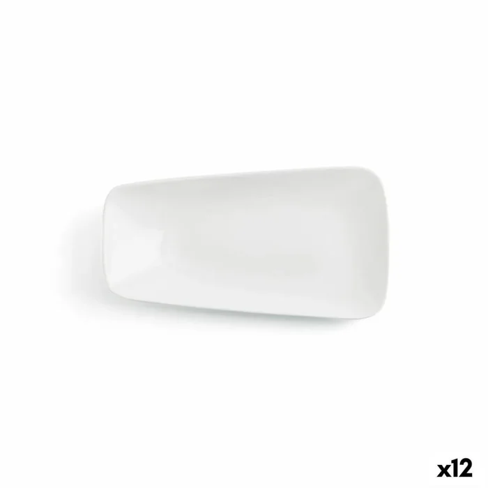 Plato llano ariane vital rectangular cerámica blanco (24 x 13 cm) (12 unidades)
