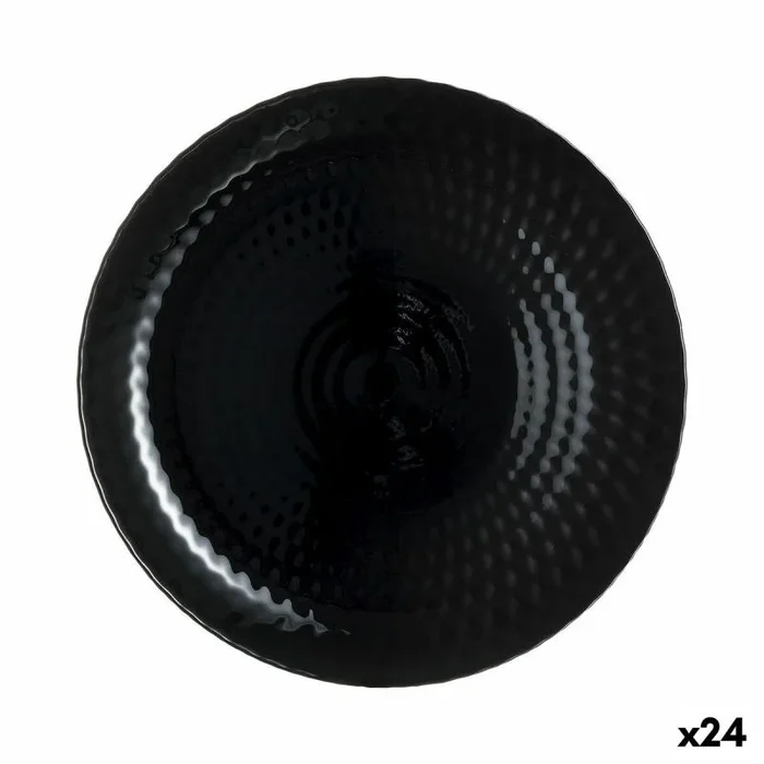 Plato llano luminarc pampille negro vidrio (25 cm) (24 unidades)