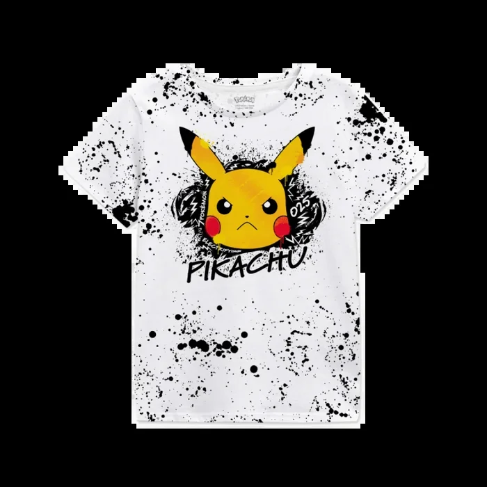 Pokemon – pikachu splat (unisex white t-shirt) 3-4 years