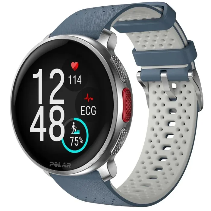 Polar Vantage V3, reloj deportivo con GPS, monitor de frecuencia cardíaca avanzado, duración de la batería ampliada, smartwatch para hombre y mujer, mapas offline, running, triatlón, S-L, Plata-Azul