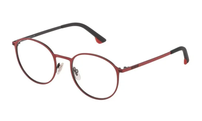 POLICE VK5544808U6 Gafas, Matt Black with Shiny Red Parts, 48/19/135 Unisex niños