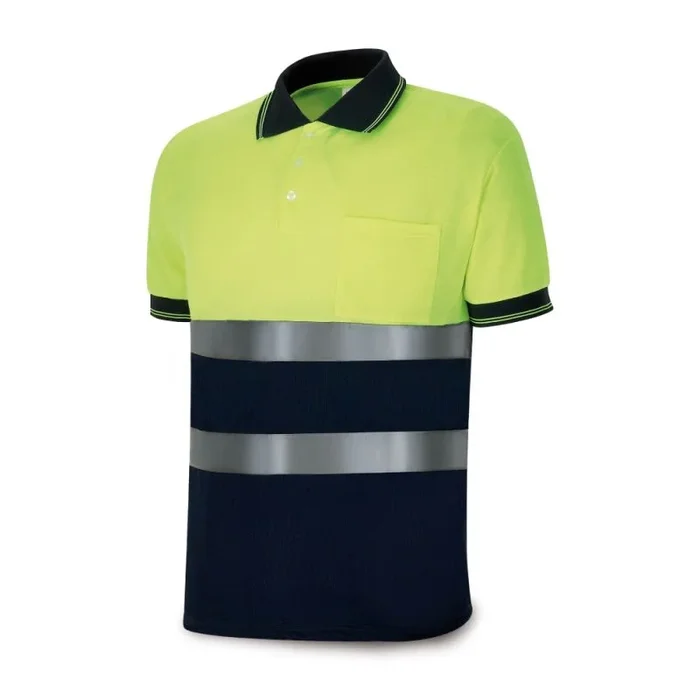 Polo de Manga Corta Hombre Amarillo Azul Marino Alta Visibilidad – Marca: BigBuy Tools – EAN: 8427310083172 – Talla: 3XL