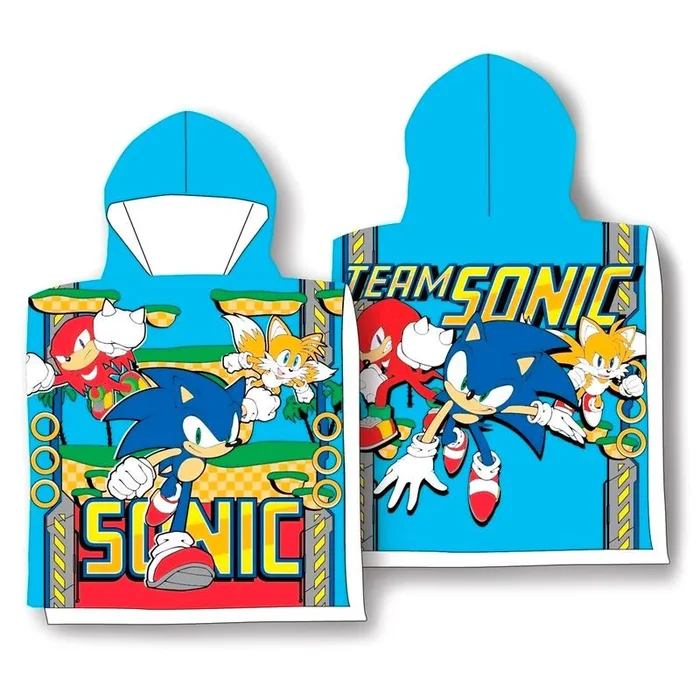 Poncho toalla sonic the hedgehog microfibra 10 unidades