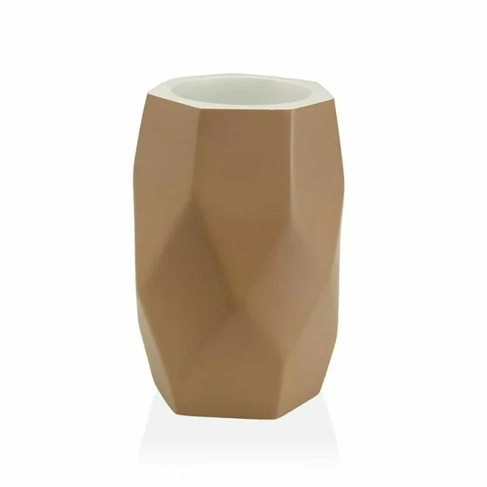 Portacepillos de dientes versa amanda beige resina (8,4 x 11 x 8,4 cm)