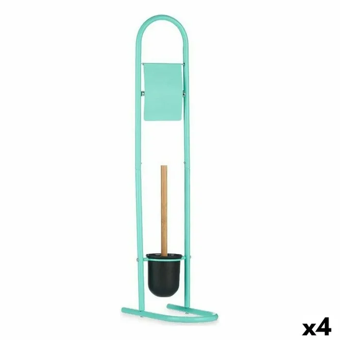 Portarrollos de papel higiénico con soporte para escobilla 16 x 28,5 x 80,8 cm metal menta plástico bambú (4 unidades)