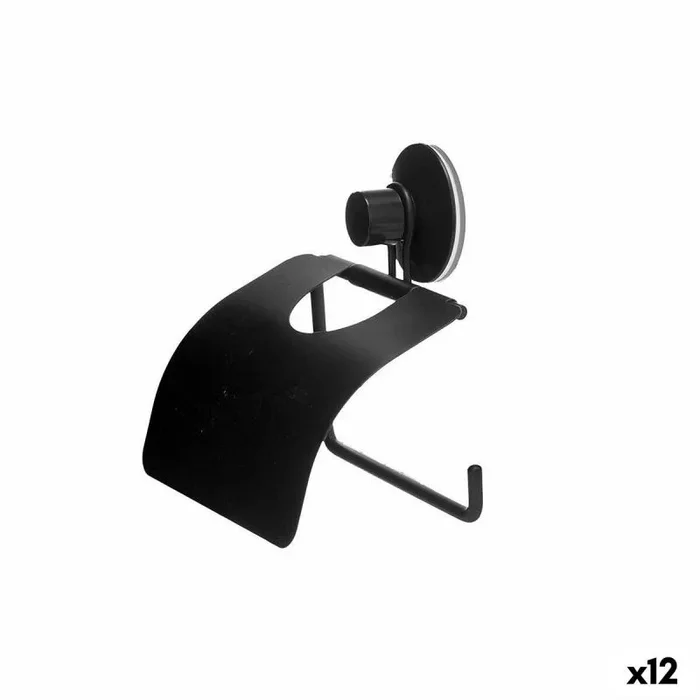 Portarrollos de papel higiénico negro acero abs 13,5 x 12 x 3 cm (12 unidades)