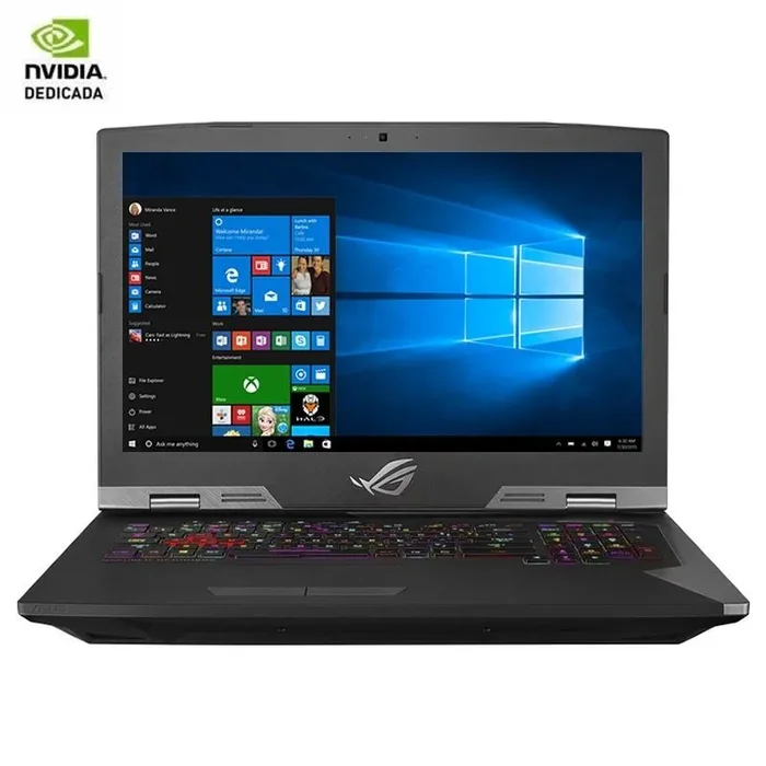 Portátil asus g703gxr-ev005t – i7-9750h 2.6ghz – 32gb – 2*512gb ssd – geforce rtx 2080 8gb – 17.3’/43.94cm fhd – no odd – w10 – titanium