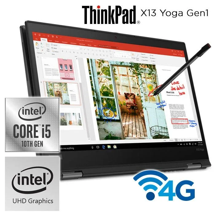 Portatil lenovo thinkpad x13 yoga i5-10210u 13.3fhd 8gb 256ssd fingerprint w10pro